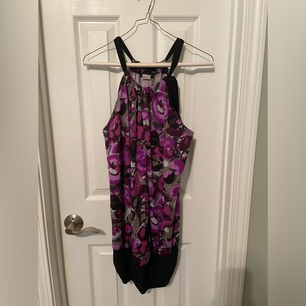 Perseption Maternity Tunic/Shirt. Purple floral.